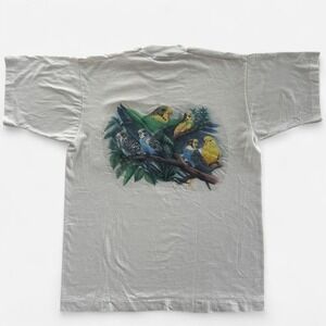 Vintage 1995 Fruit of the Loom Elliott Arts Bird Pocket T-Shirt Parakeet Medium